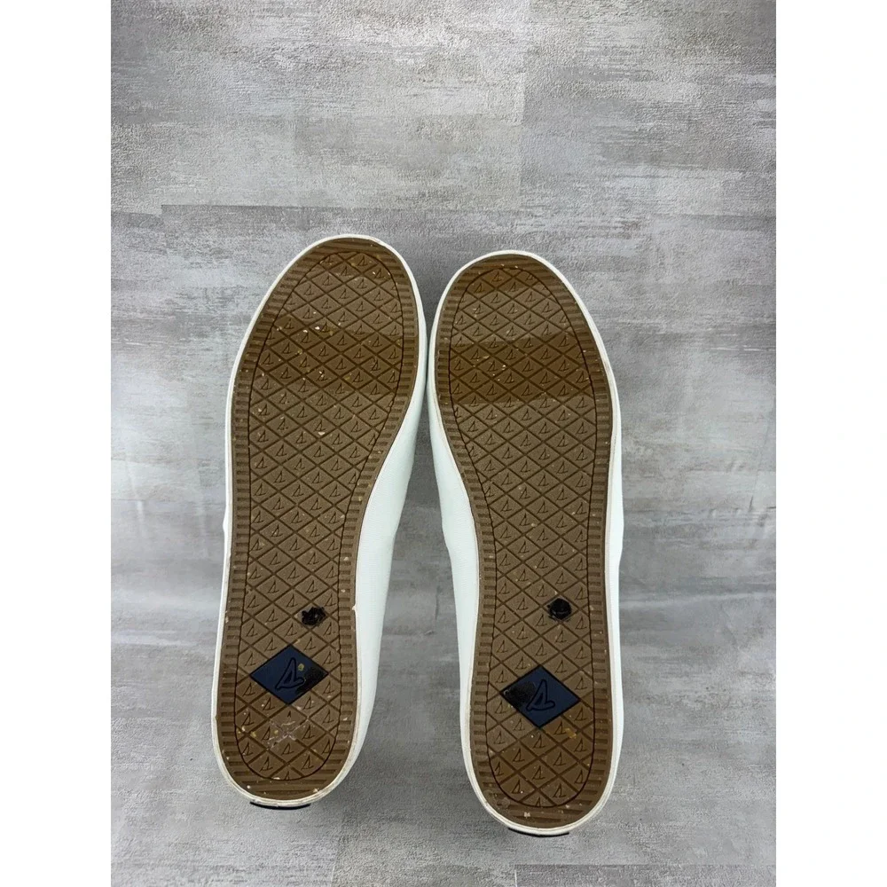 Sperry Crest Vibe SeaCycled Womens 11 White Canvas Slip On Sneakers STS88145